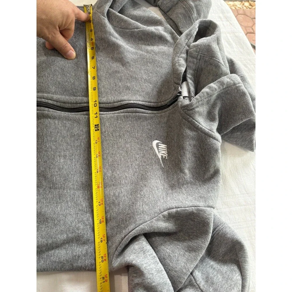 Nike Women's XL Gray Full Zip Fleece Hoodie Sweatshirt Embroidered Logo